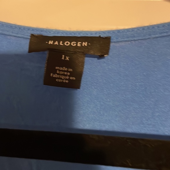 Halogen women’s blue ruched tunic length blouse 1X​ - Picture 3 of 5